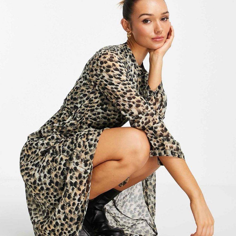 Whistles Brush Mark Animal Print Dress